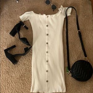 White Tight Mini Dress (off the shoulder)